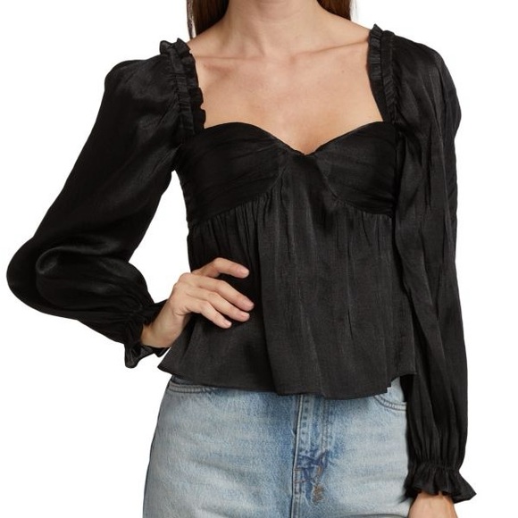 ASTR THE LABEL Irene Babydoll Top Black Medium - Picture 1 of 10